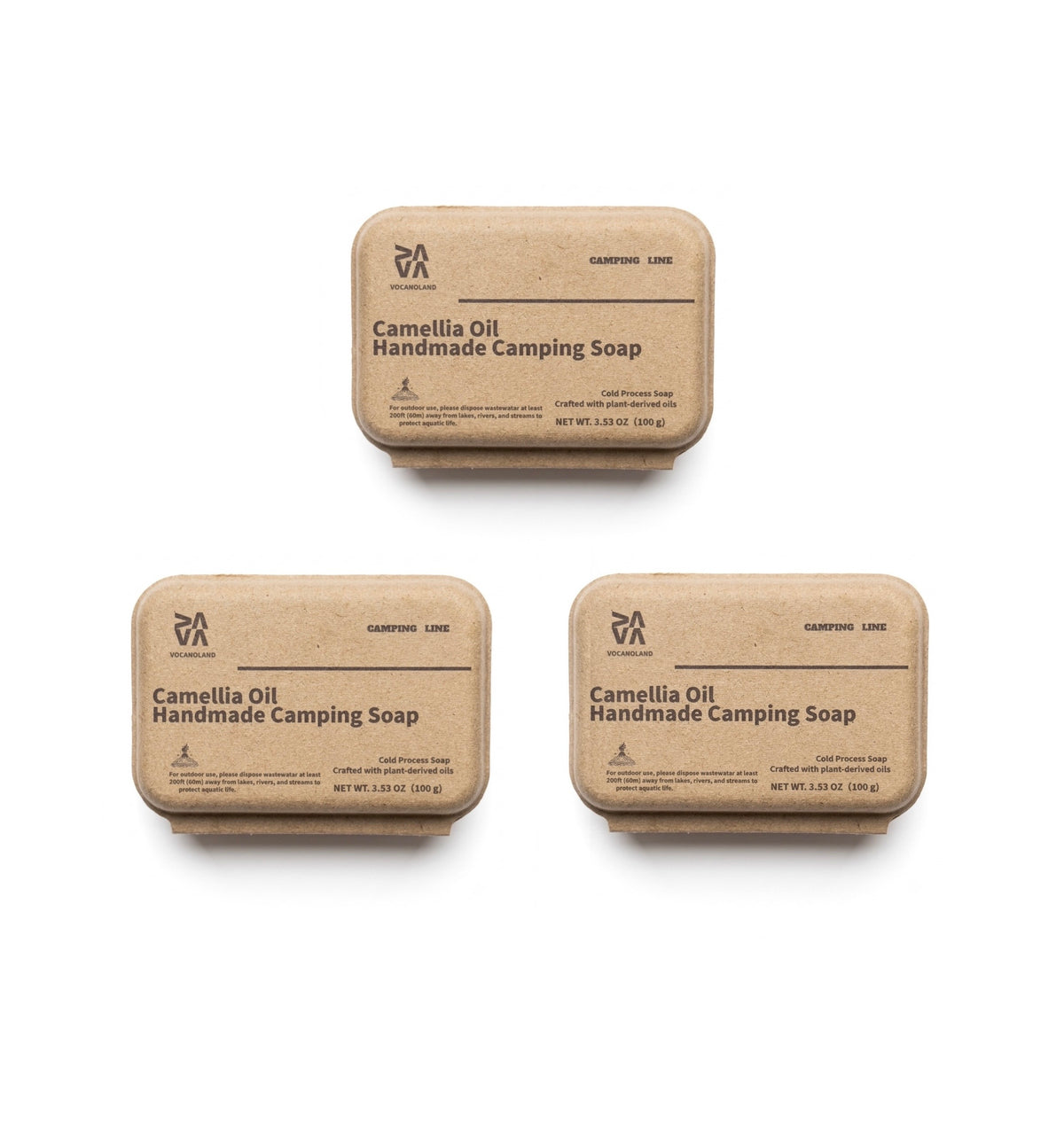 VOCANOLAND multi-purpose camping soap bars, 3-pack